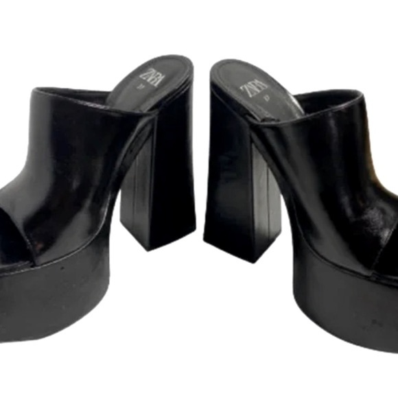 Black Zara Chunky Platform Sandals - Picture 6 of 7